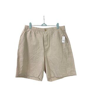 Gap Mens Beige Casual Elastic Waist Shorts M Cotton Blend Flat Front New